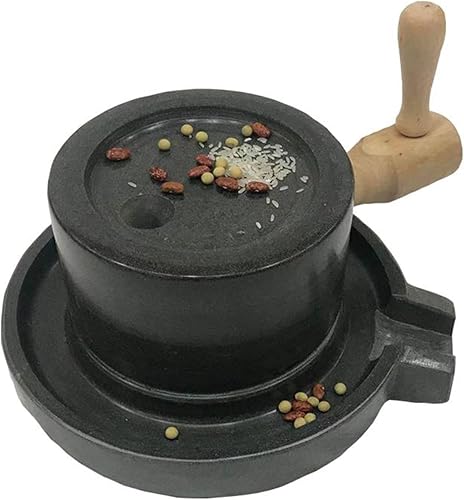 Miniatura 3 de WANLIAN Molino de granito natural de piedra manual - Molinillo de piedra azul seca y húmeda para nuez moscada - Molino de grano clásico con manivela