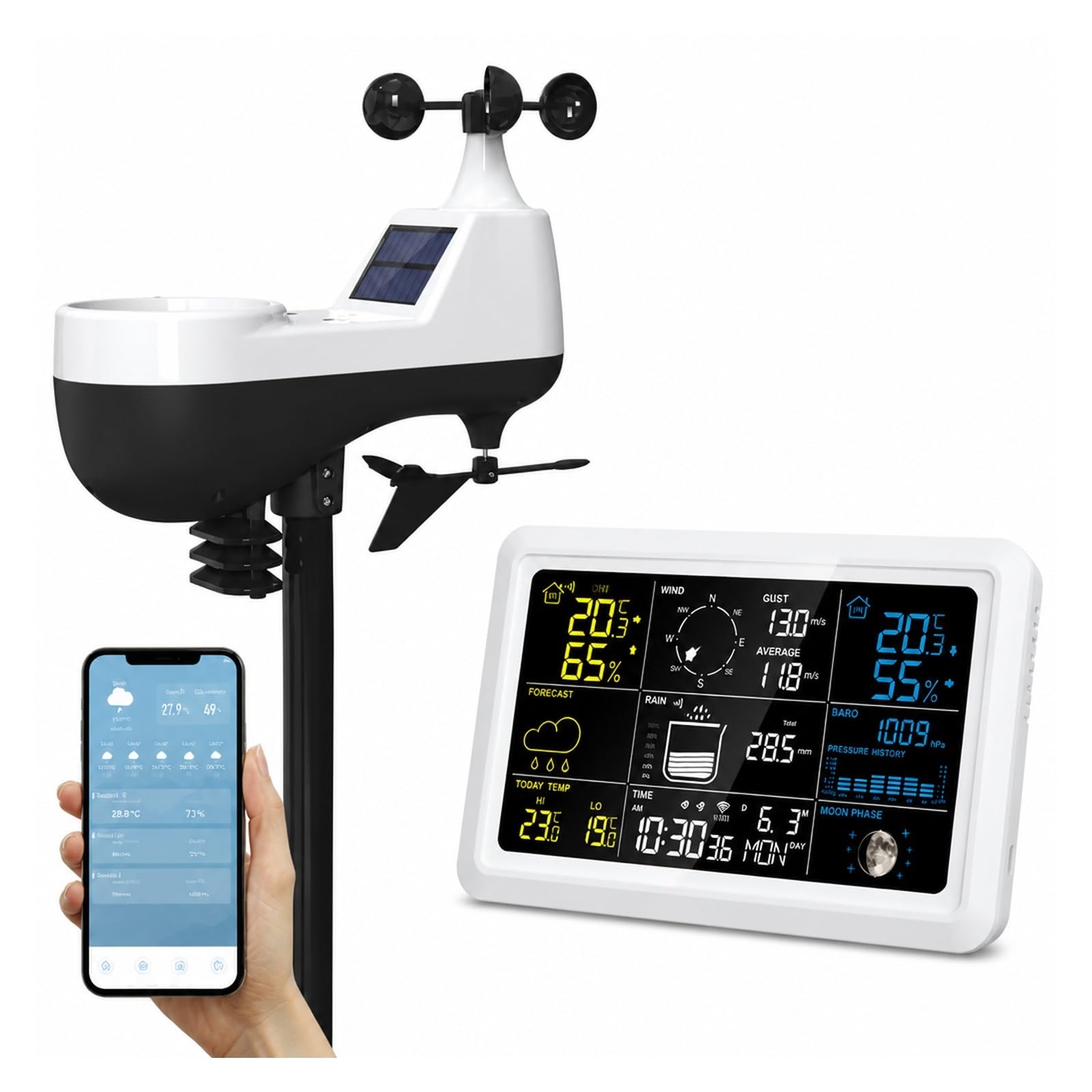 Deszczomierz, Stacja Pogodowa Wi-Fi Higrometr Termometr 5107wifi(Black)