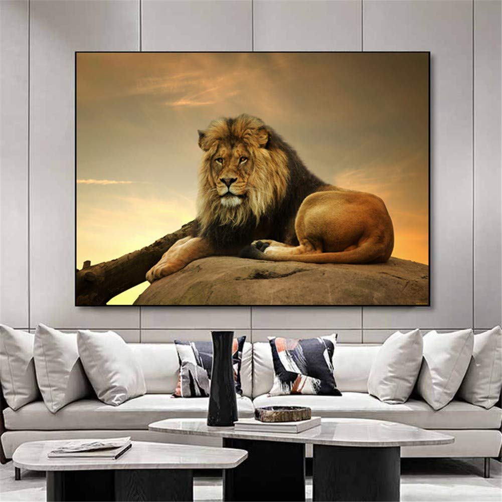 Peinture diamant lion 60x120 cm pour créer une décoration murale de salon