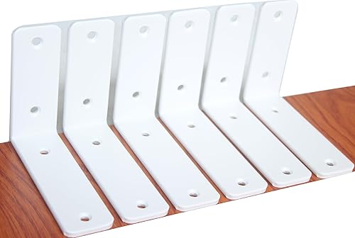 Paquete de 6 unidades de 5 pulgadas de largo x 4 pulgadas de alto x 1.5 pulgadas de ancho, 0.197 in de grosor, soportes de estante de hierro,