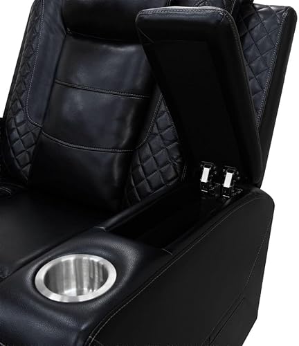 Miniatura 6 de Juego de sofá reclinable eléctrico de cuero con LED, juego de muebles de sala de estar, juego de sofá de cuero con puerto USB, consola de
