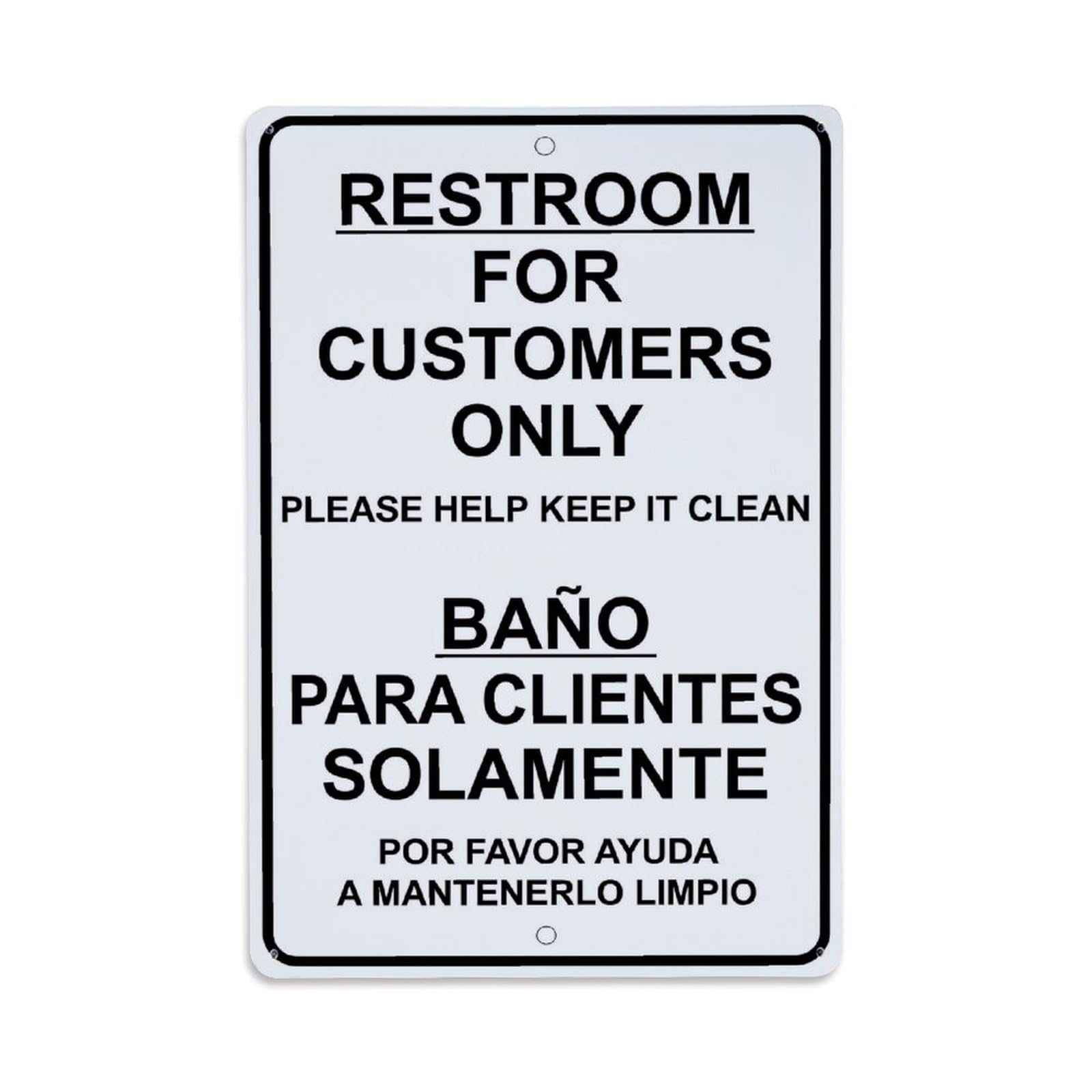 Jdfenggu Vintage Restroom For Customers Only Bano Para Clientes Solamente Retro Metal Tin Sign, Decor Art Poster For Bar, Home, Man Cave, Kitchen, Laundry Room Gift 8X12inch