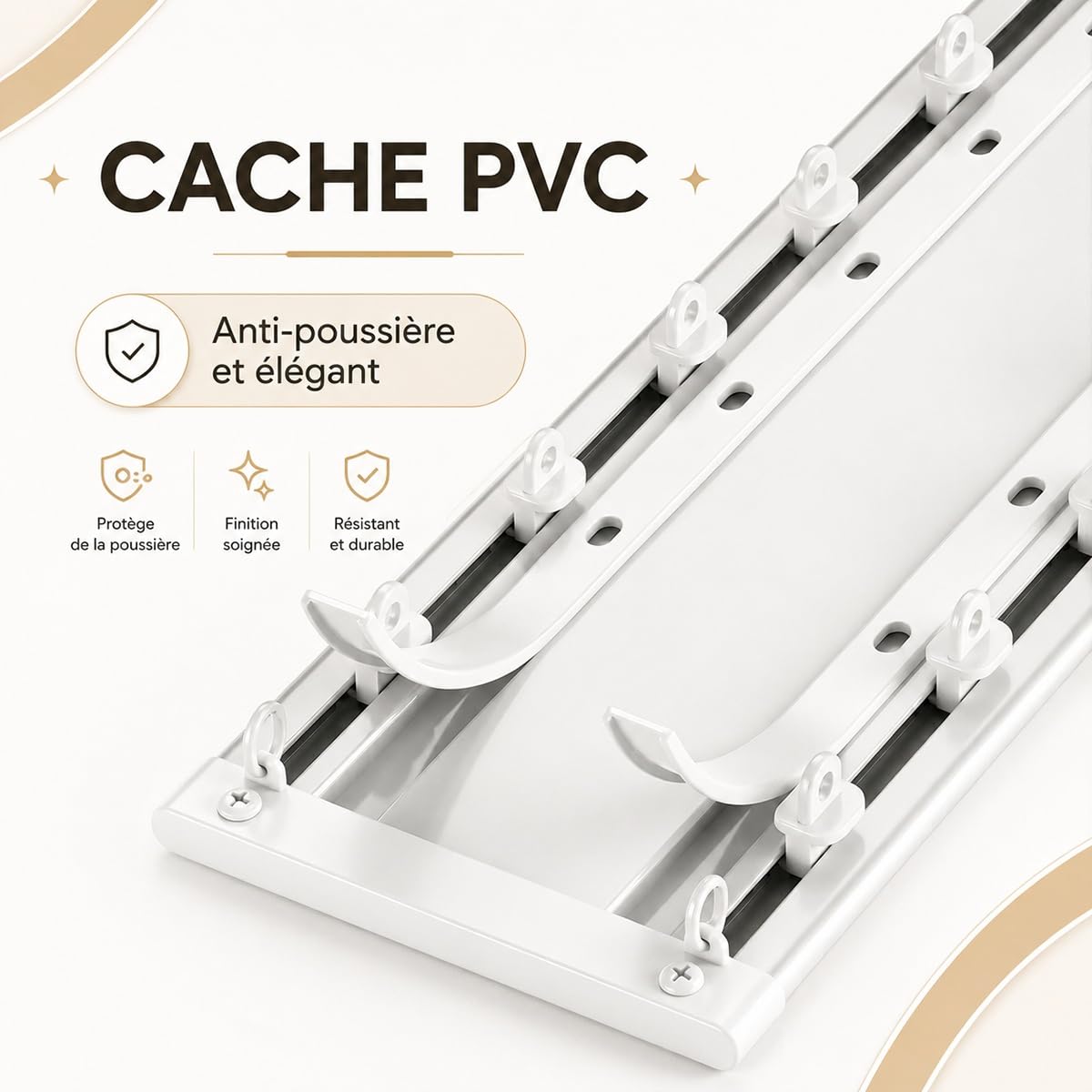 Tringle Rideau Extra-Plat Plafond, Rail de Rideau Double 2 Voies en Aluminium Robuste, Système Coulissant Silencieux, Salon, Séparateur de Pièce, 150-500cm, Finition Blanc