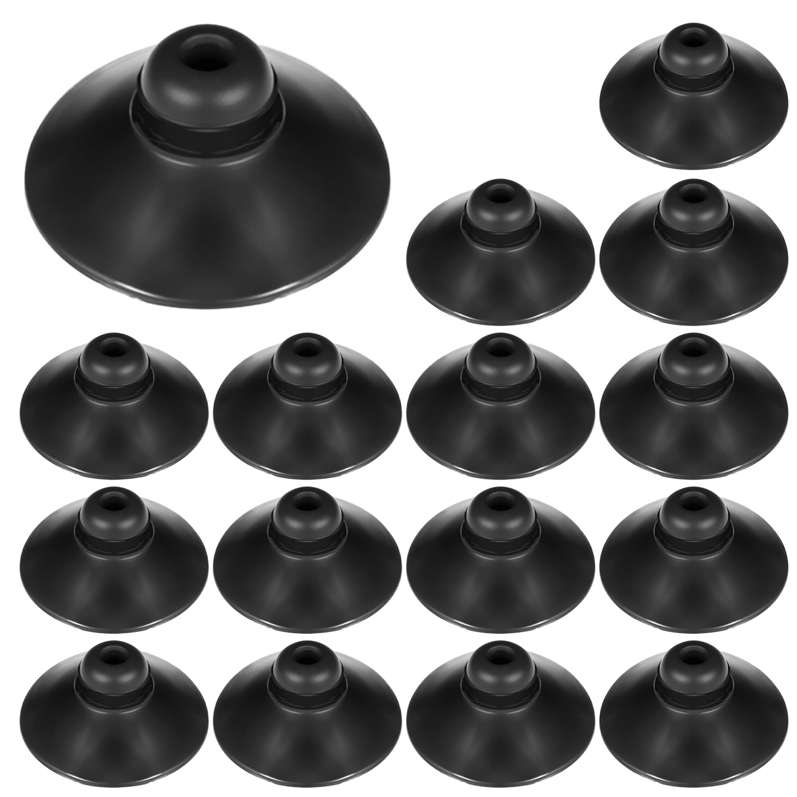 Skrfren 16 Stück Aquarium-Saugnäpfe, Aquarium Fisch Tank Gummi Tasse Saugnapf für die Einrichtung der Aquarium-Belüftung und Tankpumpe, Schwarz