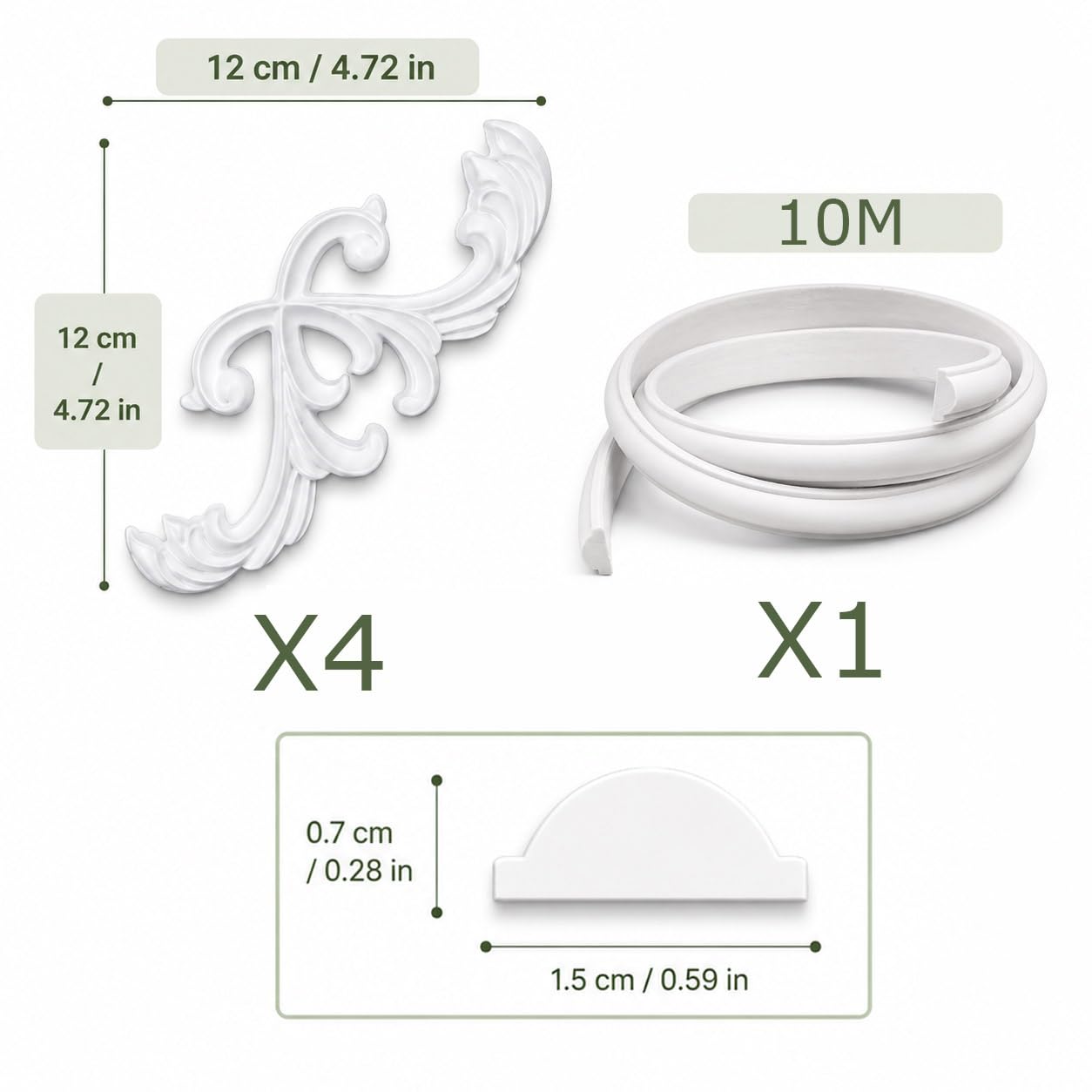 Moldura De Pared De Esquina para Techo Armario Puerta Cama Tocador Espejo 12cmx12cm,10m