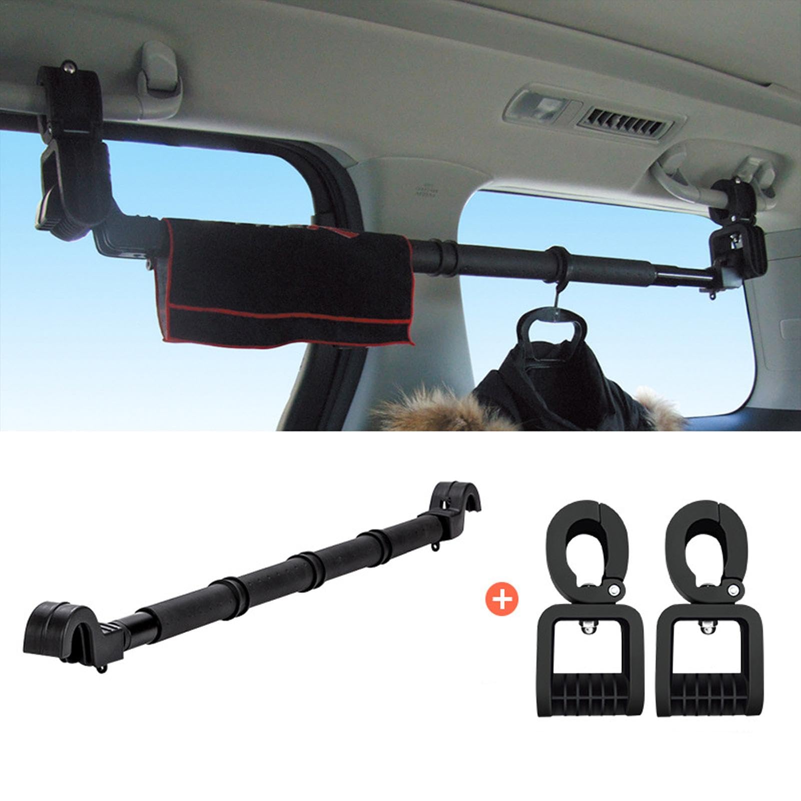 Appendiabiti da viaggio in auto, barra appendiabiti retrattile in | metallo, resistente all'usura, di asciugatura per camion, SUV,