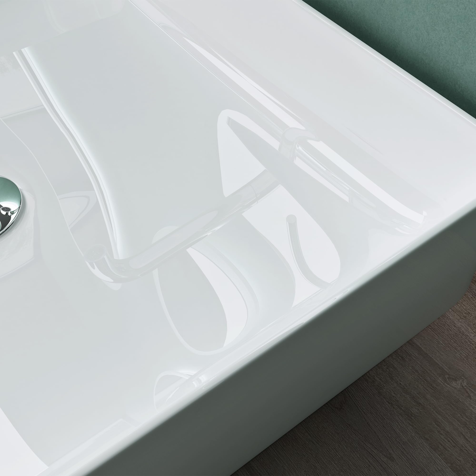 Mai & Mai Lavabo sobre Encimera 50x35x11 cm – Blanco Brillante, Cerámica, Rectangular, sin Orificio para Grifo | Lavabo de baño, Nano revestimientos incluidos, blanco