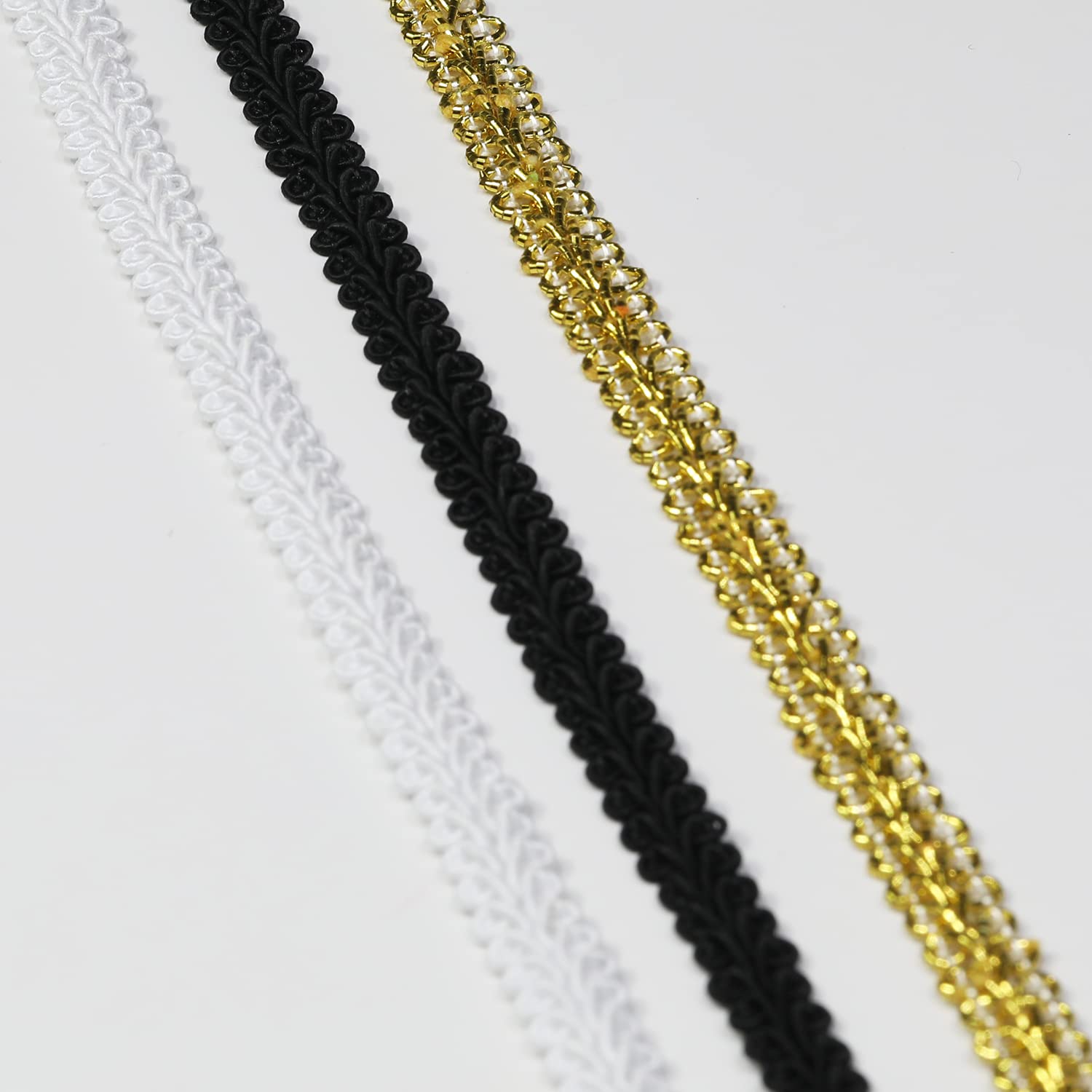 Gimp Braid Trim 22 Yards 0.8cm/0.3in Black Fabric Decorative Webbing for All Kinds of Sewn Garments Curtains,Lampshade - Image 4