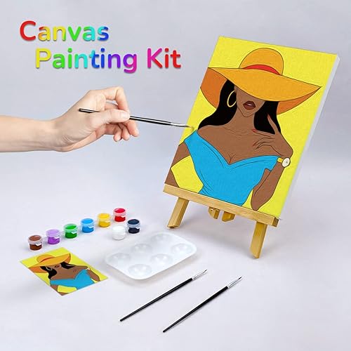Miniatura 2 de VOCHIC Kit de pintura de lienzo predibujado para pintura para adultos, kits de fiesta de pintura y sorbo, suministros de fiesta, lienzo de 8 x 10