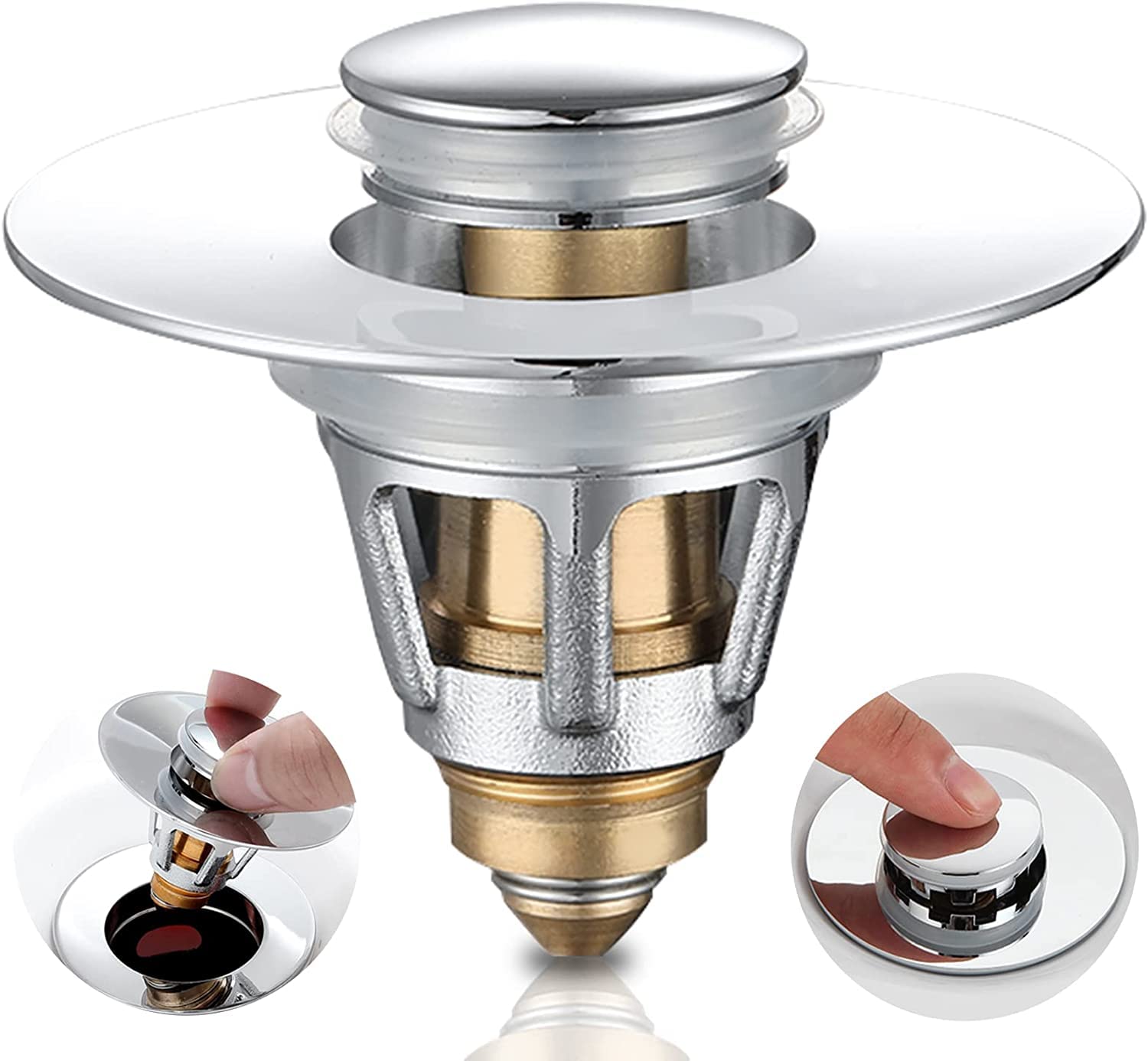 Luteti Universal Bathroom Sink Stopper, 1.1~1.5” Basin Pop Up Sink Drain Strainer, Anti Clogging Sink Drain Filter with Hair Catcher (Silver) (B0B3SYXTMS) Amazon Price History, Amazon Price Tracker