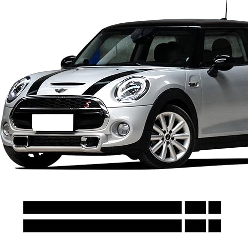 Calcomanía de vinilo para capó de coche, diseño de rayas para Mini Cooper F55 2015 2016 f56 2014-2016 (negro brillante)
