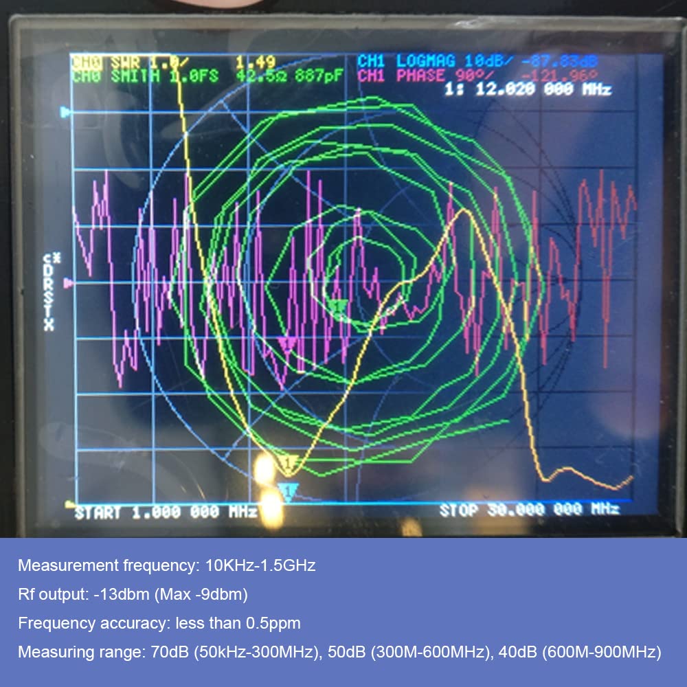 Analizzatore Di Antenna Di Rete Vettoriale -H 10KHz-1.5GHz MF HF VHF UHF con Slot per Scheda SD Shell Tester Digitale Nano VNA-H
