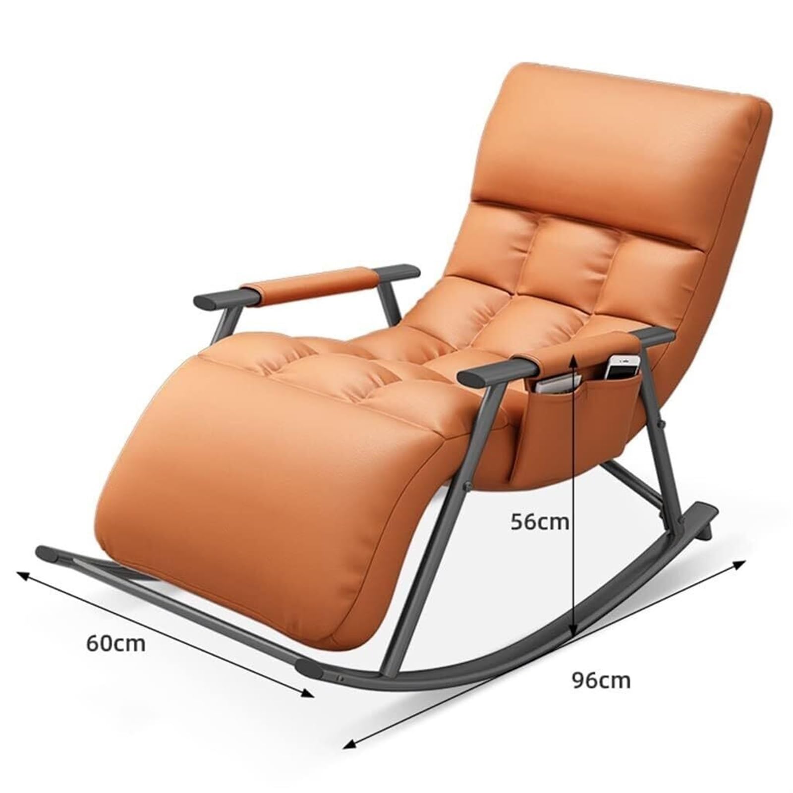 Fauteuil à Bascule Moderne pour Chambre à Coucher, Confortable, Ergonomique, inclinable, idéal pour véranda, Bureau (Orange)