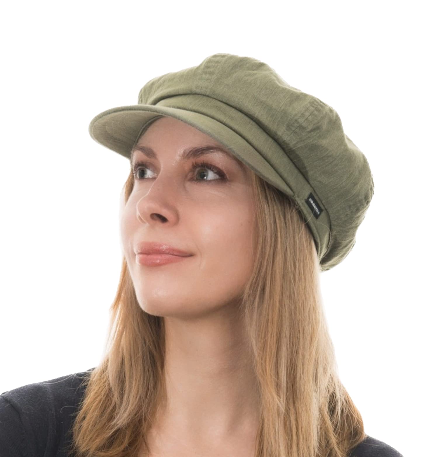 CRAGGI BAGS AND ACCESSORIES Denim Baker Boy Cap Newsboy Hat Khaki Olive Washed Denim Hat
