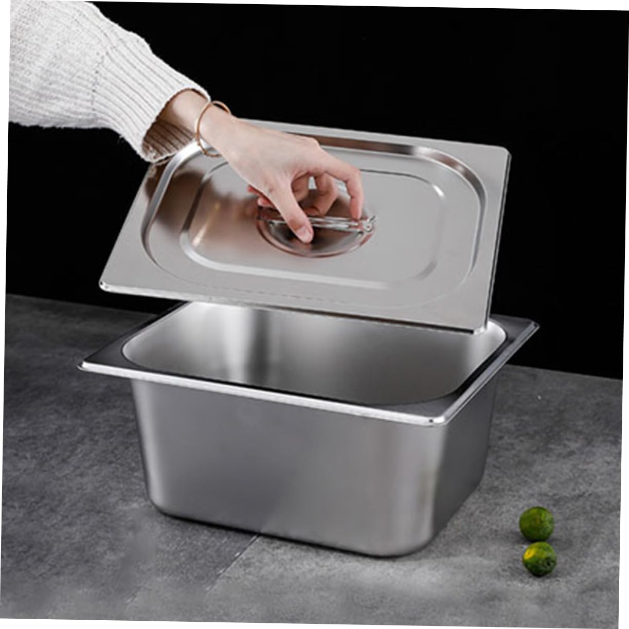 Piatto Coperchio Set Inox Buffet 2 Acciaio Rettangolare