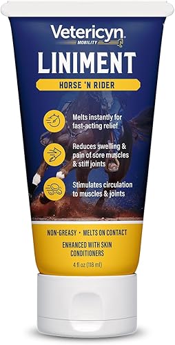Vetericyn Linimento de caballo y jinete de movilidad para alivio rápido de músculos y articulaciones. Analgésico tópico a base de mentol. 4 onzas