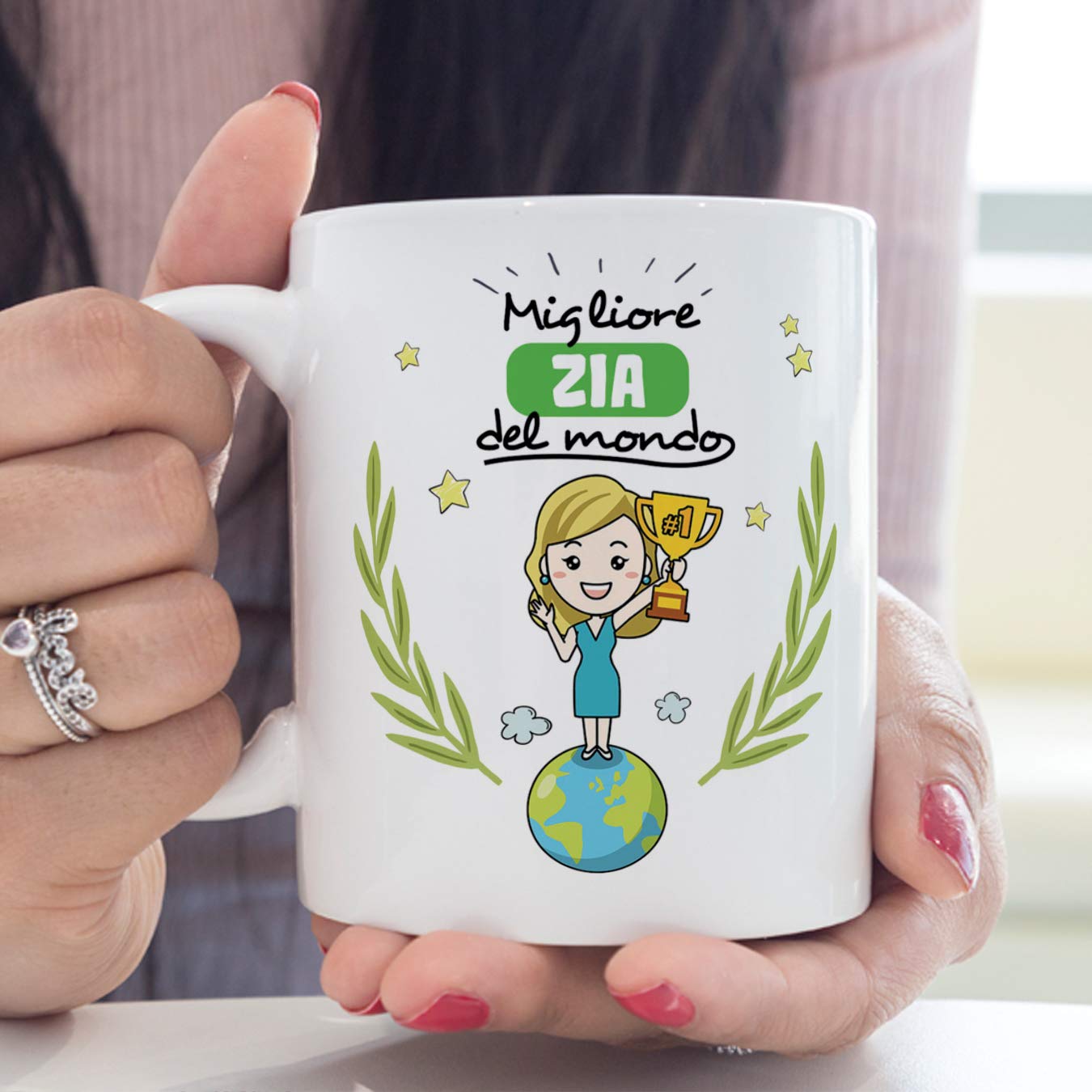 Mugffins Tazza Zia Migliore Zia del Mondo Ceramica 350 ml Idea Regalo Compleanno
