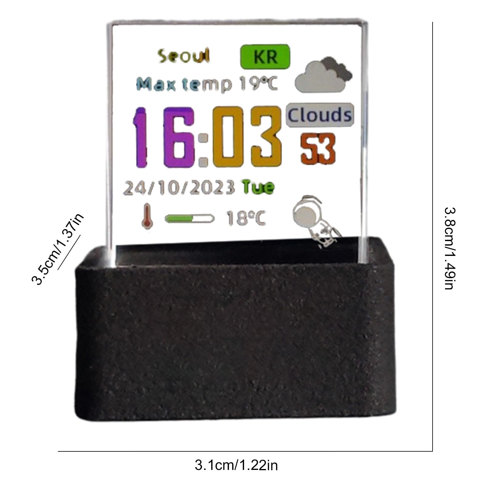 WiFi Holografischer Würfel Kleine Wetterstation mit Digitaluhr | Schreibtischuhr GIF-Animation und Fotoalbum für die Schreibtisch-Deko und Wohnraumdekoration, 3D Holografischer