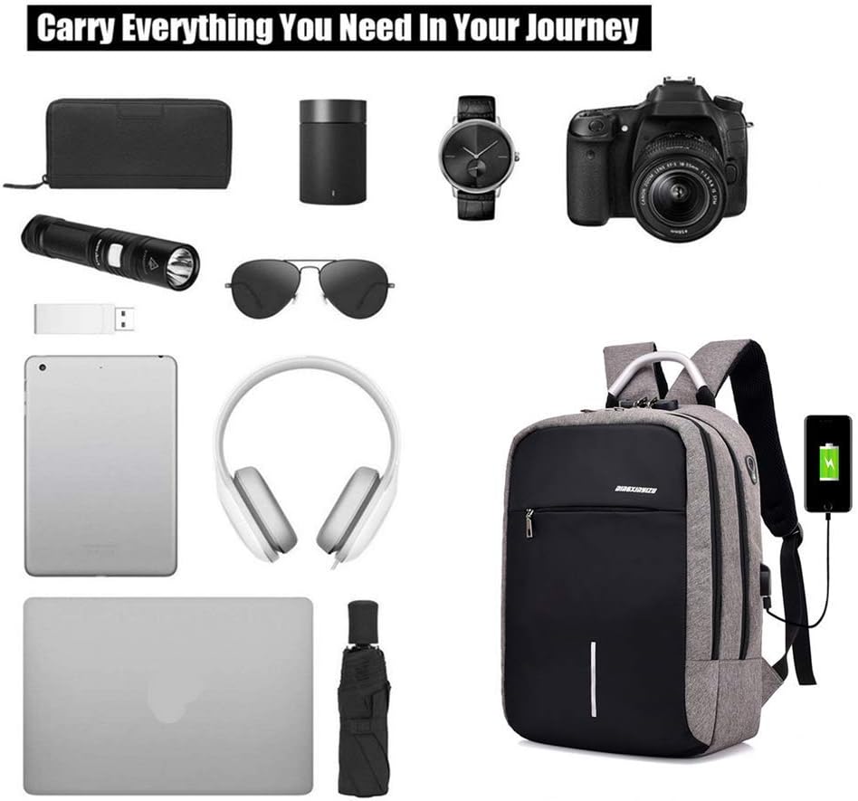 Backpack Mens, 15.6 Laptop Backpacks Grand School Bags Oxford Backpack Multifunction Daypack Teenager Unisex for Business Hiking Travel Camping with USB Port Anti-Theft Device (Blue)