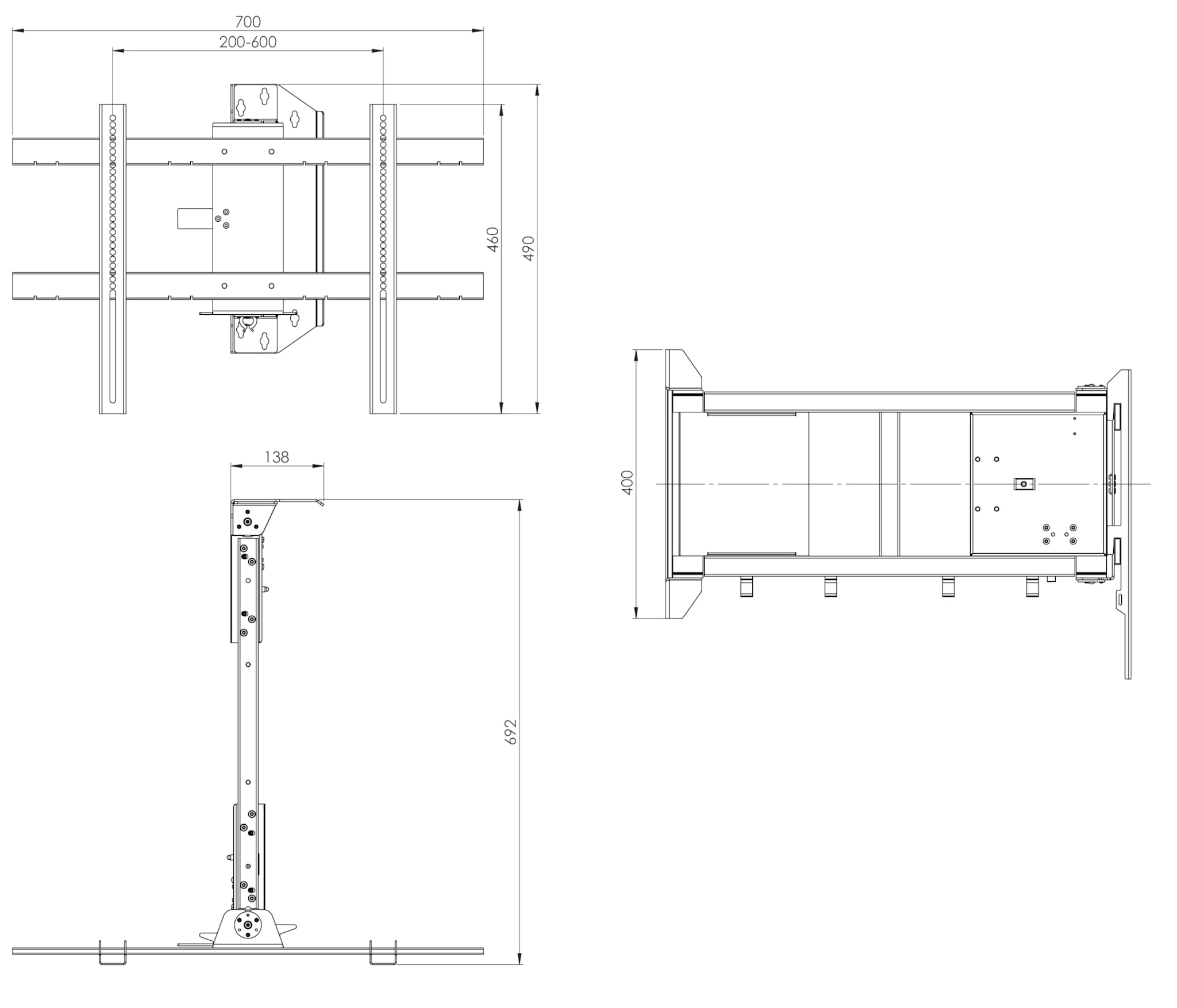 SABAJ Soporte TV pared motorizado para TV 75" pulgadas, giratorio electrico oculto 130 + 90 grados, OTW-L hasta 40kg con mando a distancia VESA hasta 600x400, smart plug wifi para televisores LCD/OLED