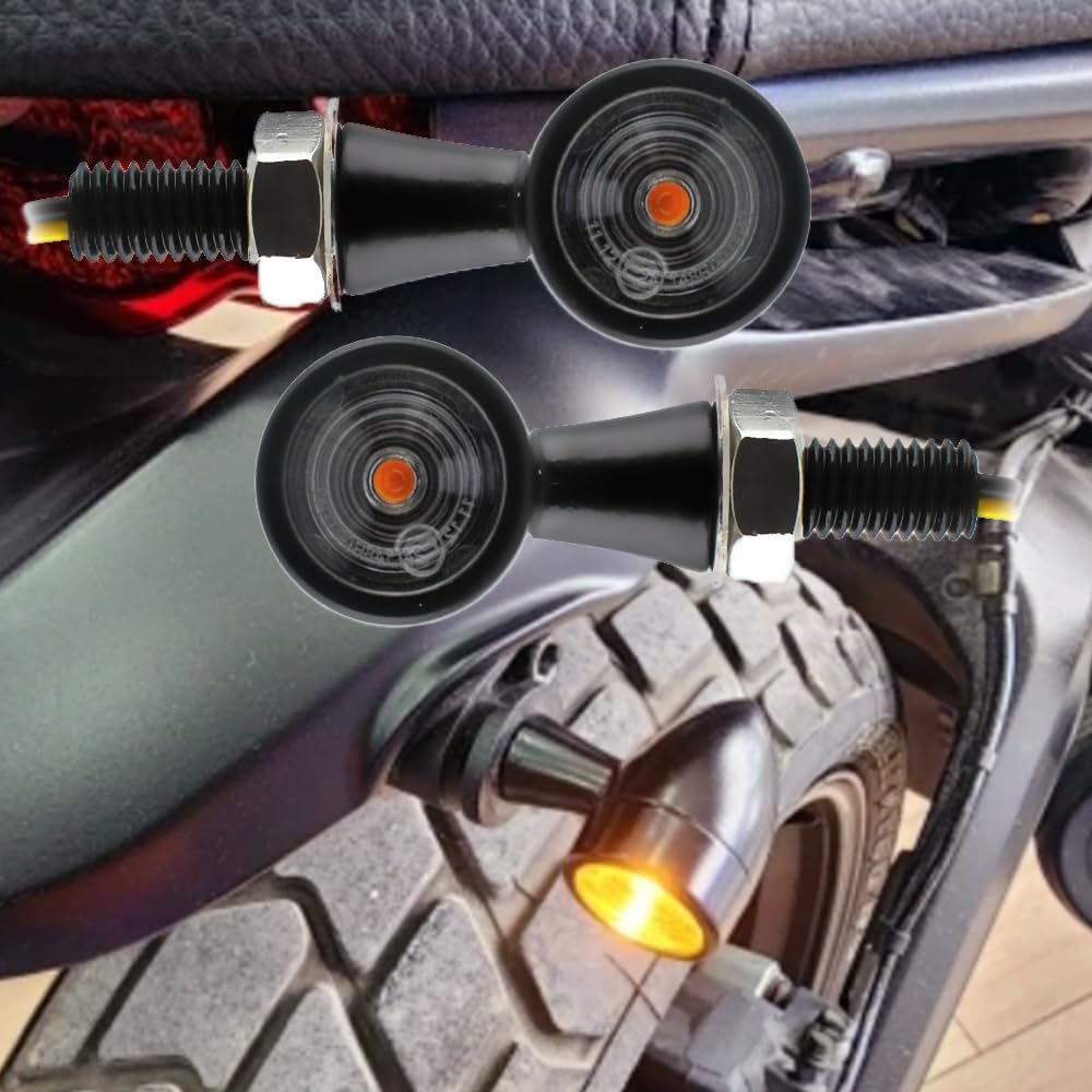 Boldness Motorcycle Mini Metal Bullet Indicators Brake Amber Lamp LED Turn Signal Light For Harley Chopper Bobber Cafe Racer