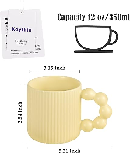 Miniatura 2 de Koythin Taza de café de cerámica, bonita taza vertical creativa con mango de calabaza para oficina y hogar, apta para lavavajillas y microondas, 12