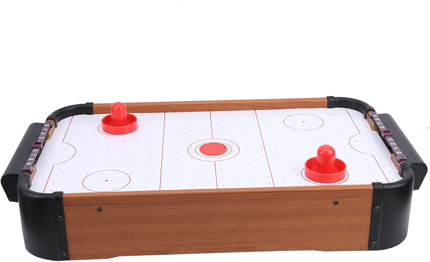 Table Game, Portable Air Hockey Desktop for Family Fun with Battery Powered Air, Enhance Parent Child Interaction, Wood Build, 20.1x12.2in