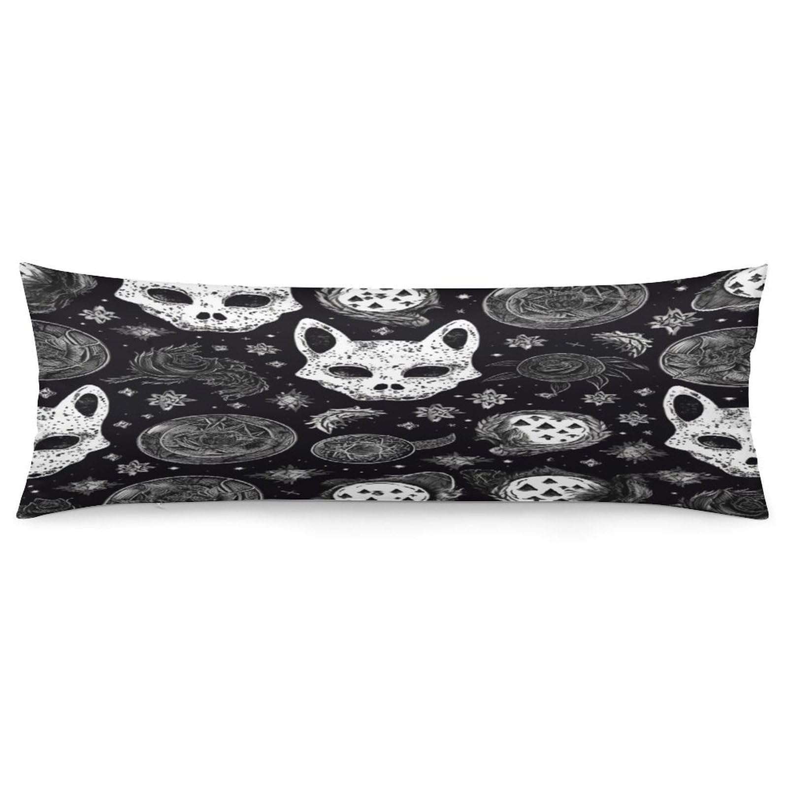 Skull Cat Moon Gothic Throw Pillow Cover Soft Pillow Case Decorative Lumbar Pillow Cover Cozy Throw Pillowcase Polyester Rectangular Cushion Case Decor for Couch Sofa Bed