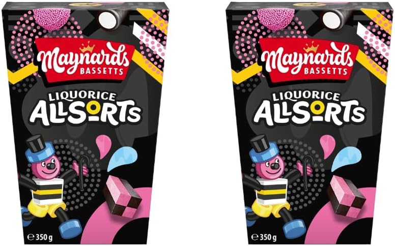 Bassetts Liquorice Allsorts 350g x Pack of 2 - Assortment Of Liquorice Sweets And Sugar Candies. - Made With Natural Colours And Flavours. May Contain Milk