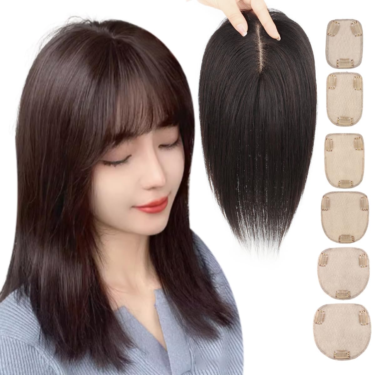 Amazon.co.jp: Wig Terrace 人毛100% 部分ウィッグ 広範囲人工スキン