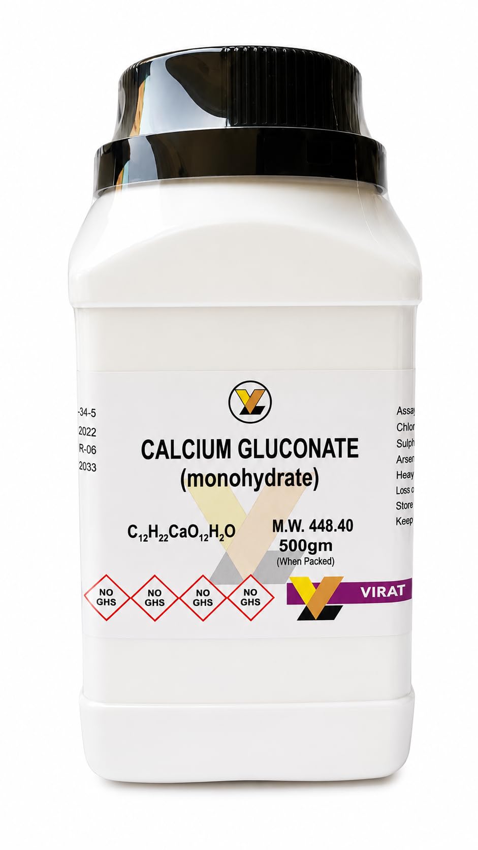 Calcium Gluconate Monohydrate 98.5% Purity 500gm | Lab Testing Use, Research Purpose, Calcium D-Gluconate, 500g Pack-image-19
