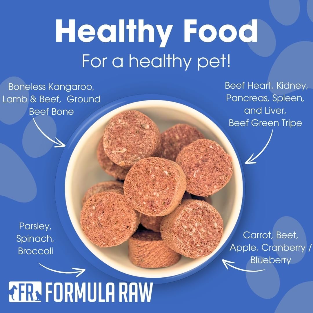 Formula Raw Freeze-Dried Raw Dog Food – High Protein, Grain-Free, No Fillers or Additives, Complete Meal or Mixer, for Healthy Digestion, Joints, and Coat (1.55 Pounds (Pack of 1), Kangaroo and Lamb)