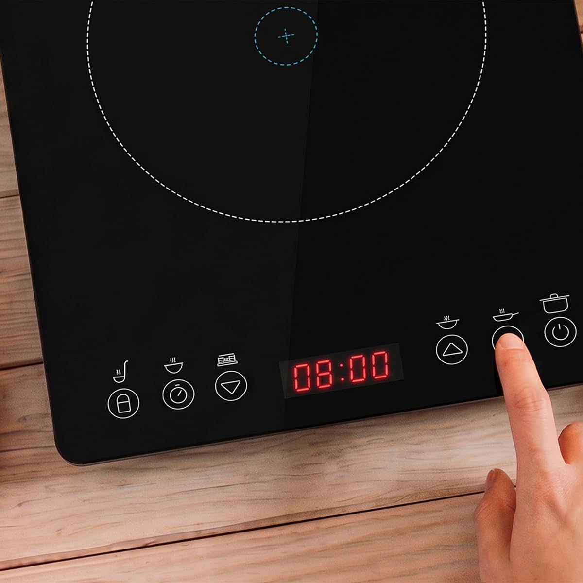 Cecotec Piastra Induzione Portatile Full Magma Slim Pure. 2000 W, Design in Vetro, Display Touch, 9 Livelli di Potenza, Timer, Alta Resistenza, Facile Pulizia, Superficie 26x32 cm