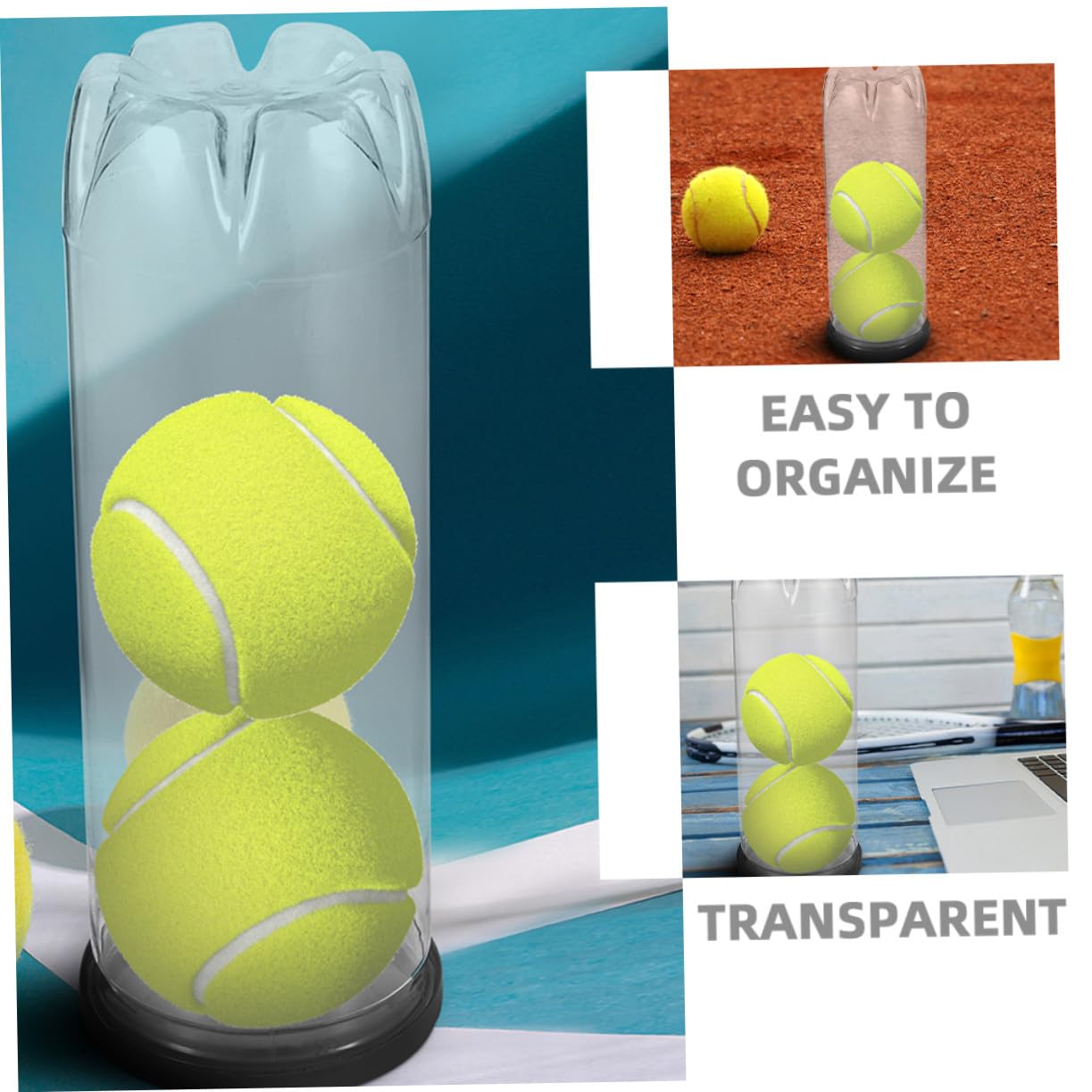 6 pièces Boîte de Rangement Transparente pour Balles de Tennis avec Couvercle Noir Lot de Tubes PVC Durables pour Stockage et Organisation Intérieure et Extérieure