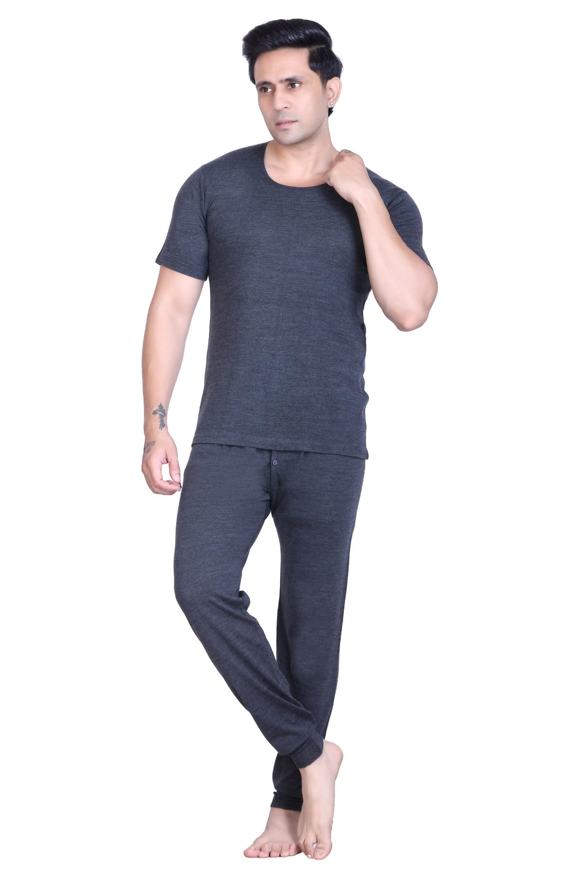 Half Sleeves Round Neck Thermal Wear for Men-image-19