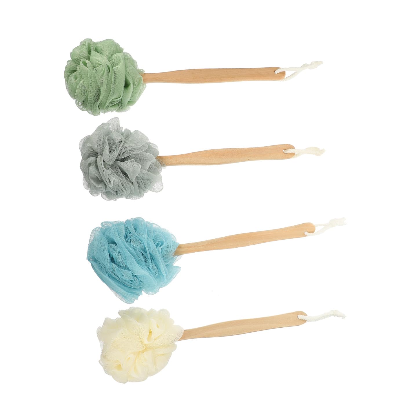 Cepillo de Baño Paquete de 4 Piezas y Mango Largo de Madera y Cerdas de Nailon para Exfoliar y Limpiar la Espalda para Adecuado para Ducha y Cuidado Personal Ducha Cuidado Personal