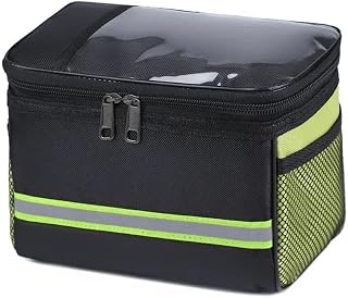 UYFRD Bolsas de bicicleta MTB con tira reflectante frontal para manillar, bolsa multifunción portátil para marco de bicicleta, organizador de bolsa de hombro (verde, 1 unidad)