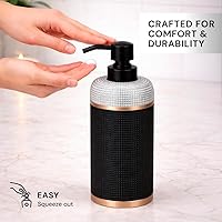 Vista 4 de Decozen Juego de 6 accesorios de baño, dispensador de jabón, soportes para cepillos de dientes, vaso, jabonera y tarro de hisopo de algodón