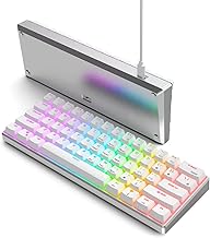 RK ROYAL KLUDGE 60% Mechanical Keyboard RK61 Pro, Wireless Gaming Keyboard Aluminum Frame, BT/Wired RGB Keyboard Bluetooth, PBT 61 Keys Mechanical Keyboard Hot Swappable, Gateron Red Switch, White