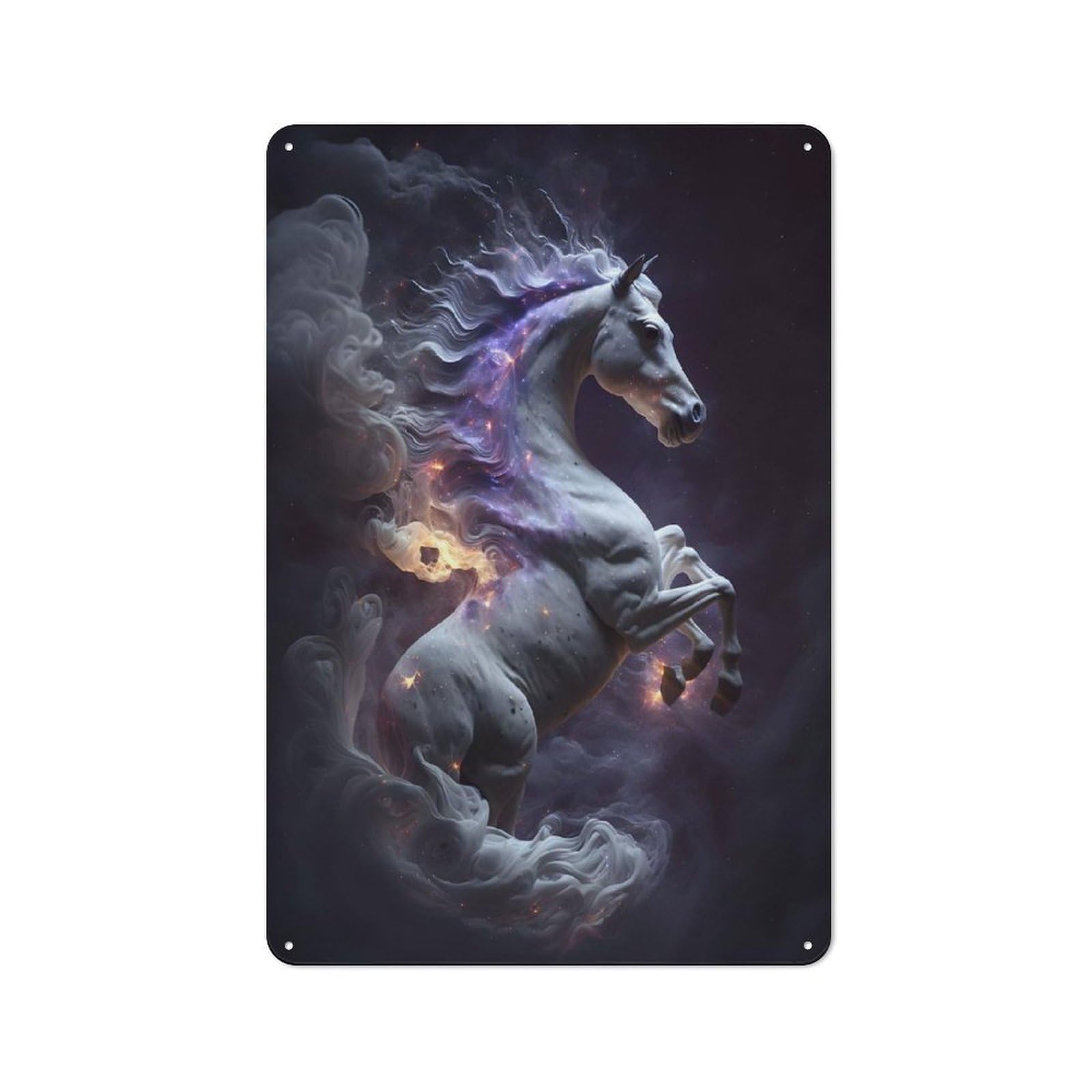 Junmoney Style-21 Metal Wall Sign 30X20cm Featuring Pegasus Of Destiny For Café Or Home Bar, A Winter Wall Decor Update For Hospitality Decor Collectors