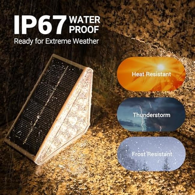 NIORSUN Solar Stair Lights Outdoor Waterproof IP67,6 Pack Solar Step Lights for Outside Auto On Off,Outdoor Stair Light for Steps,Patio,Yard,Porch,Front Door,Sidewalk,Deck Decor,Warm White