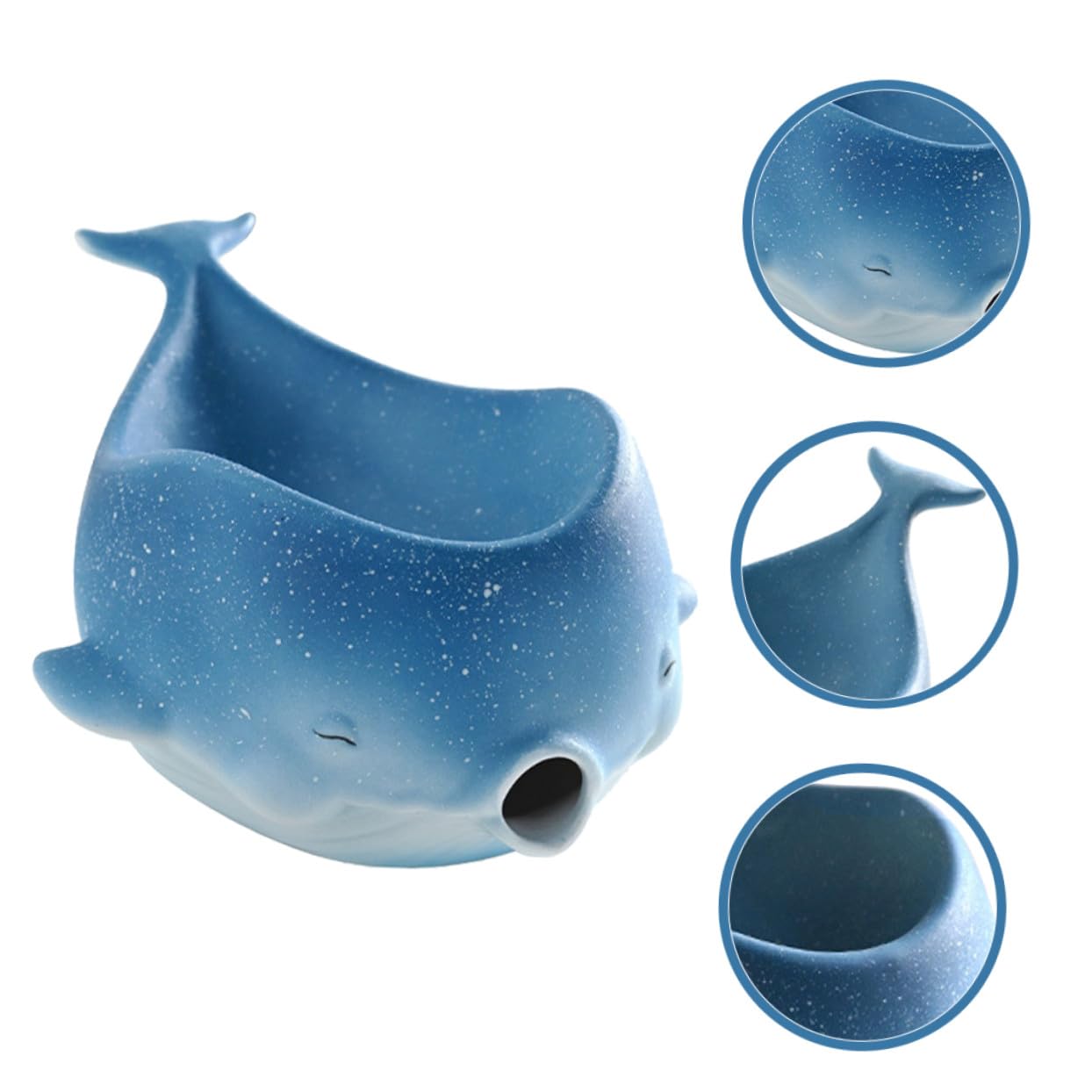 Portasapone in Ceramica Forma di Cetaceo con Drenaggio Autopulente Vassoio Portaoggetti Decorativo per Bagno e Cucina Supporto per Sapone e Spugna Resistente e Pratico