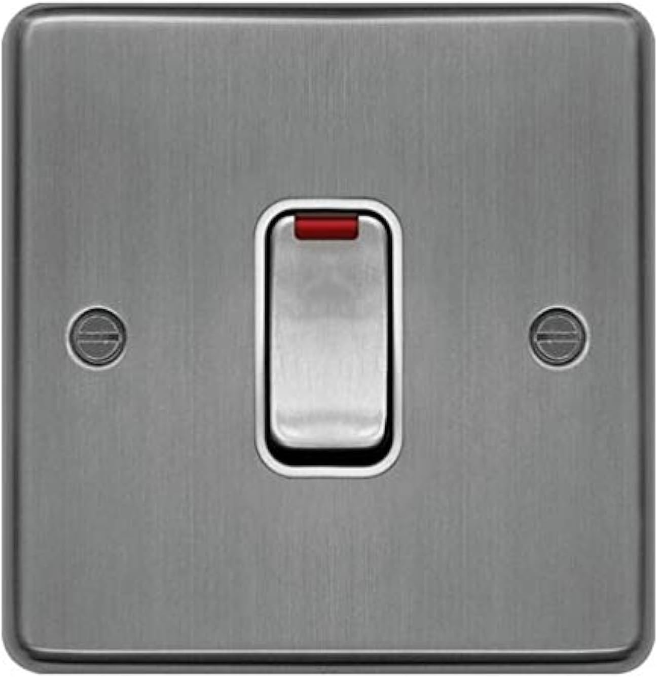 HAGER SOLLYSTA 20A Double Pole Switch with LED Indicator Brushed Steel White WRDP84NBSW