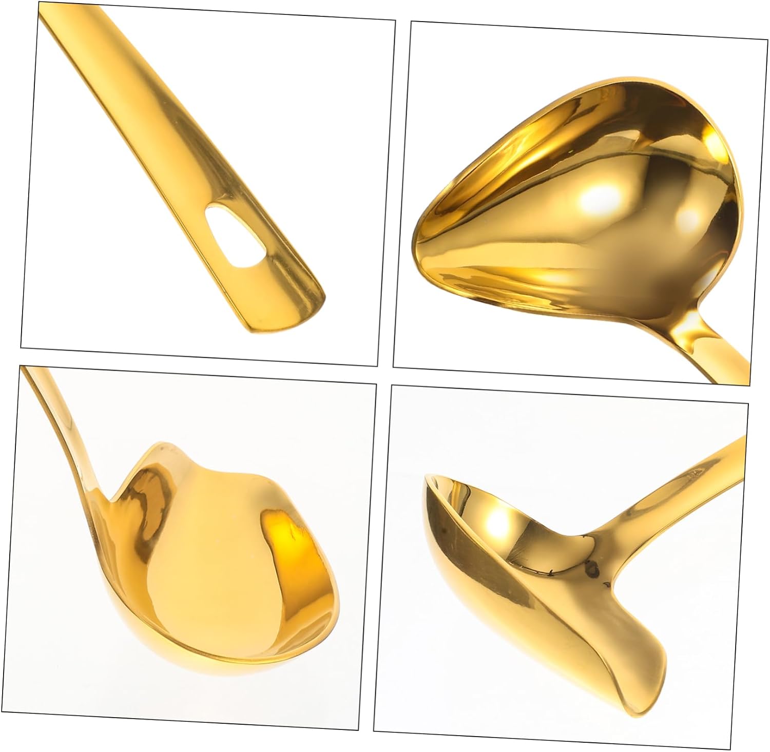 Golden Stainless Steel Gravy Ladle with Precision Spout and Long Handle