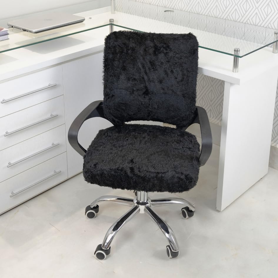 D. Vieira Têxtil & Decor Office Chair Slipcover Cover Computer Desk Chair Pink (Black)