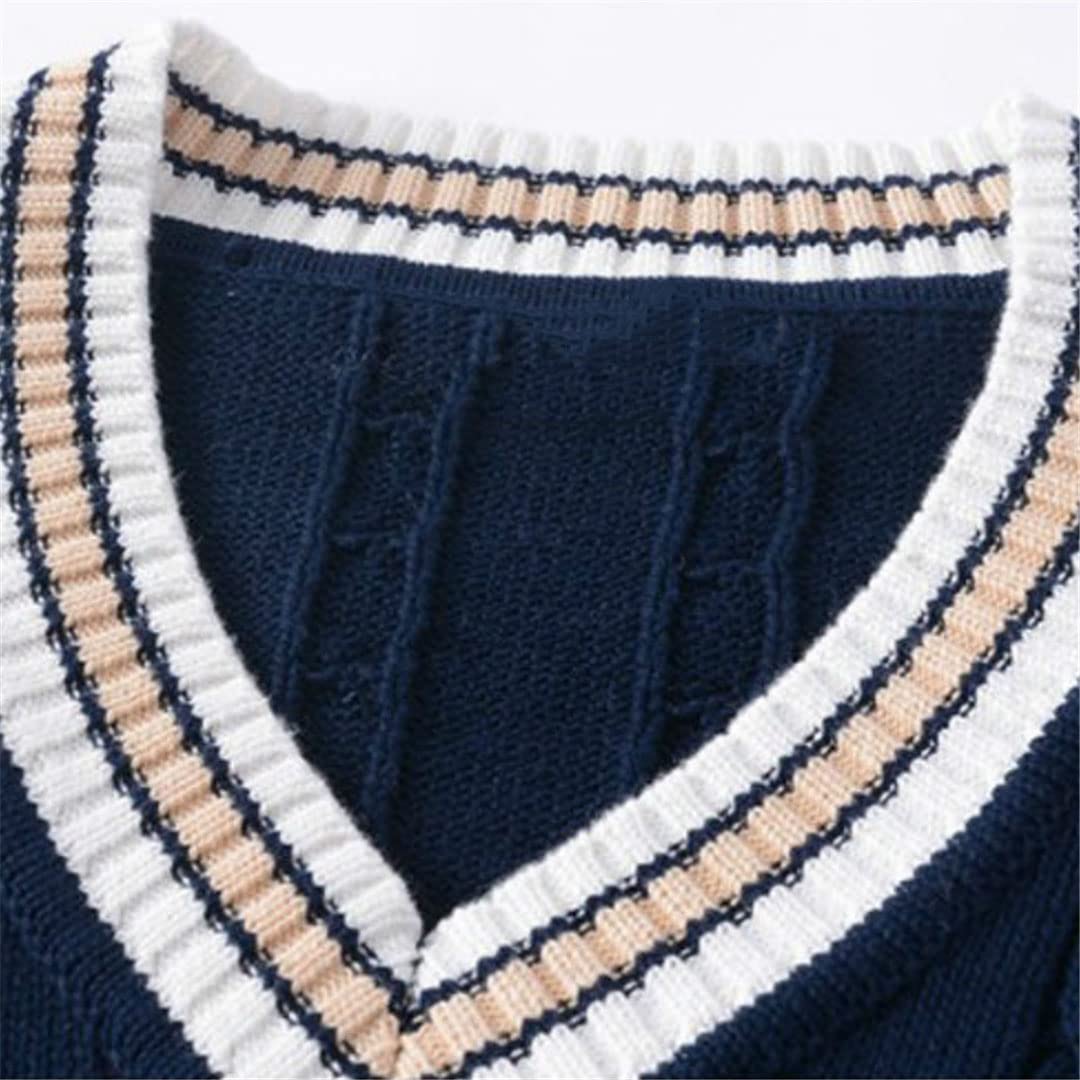 Pull sans manches en tricot épais à col en V pour homme