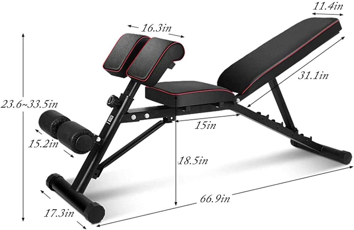 Multi-purpose Adjustable Weight Bench Utility Bench For Full Body Workout Folding Dumbbell Bench Height Adjustable Flat/Incline/Decline Exercise Bench Home Gym Strength Training Fitness Workout Statio