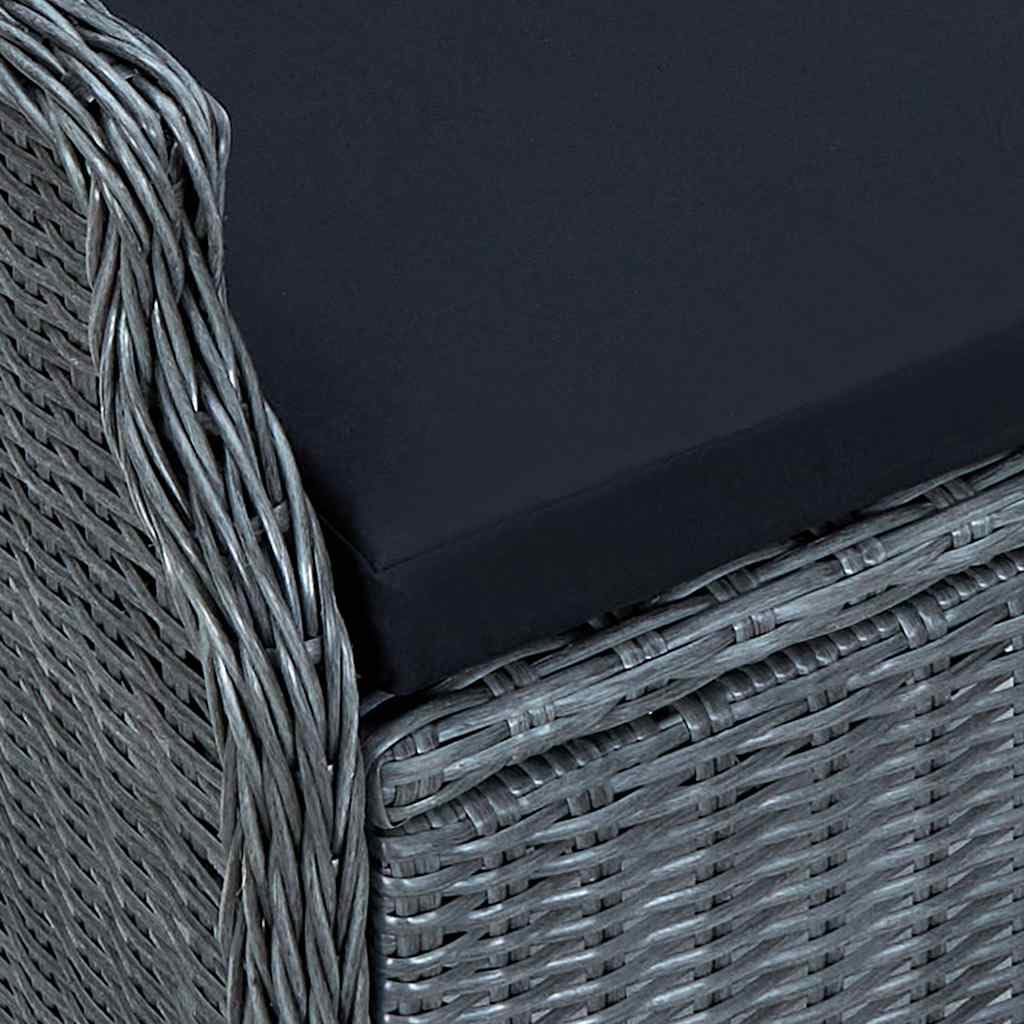Poltrona reclinabile da giardino Cuscini rattan sintetico grigio scuro Sedie per esterni resistenti alle intemperie, poltrone per terrazze, mobili da giardino, poltrone da giardino