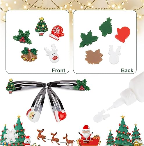 Miniatura 3 de WEBEEDY 60 piezas de dijes de slime de Navidad, cabujones de resina de Navidad, cabujones de resina con parte trasera plana, accesorio de