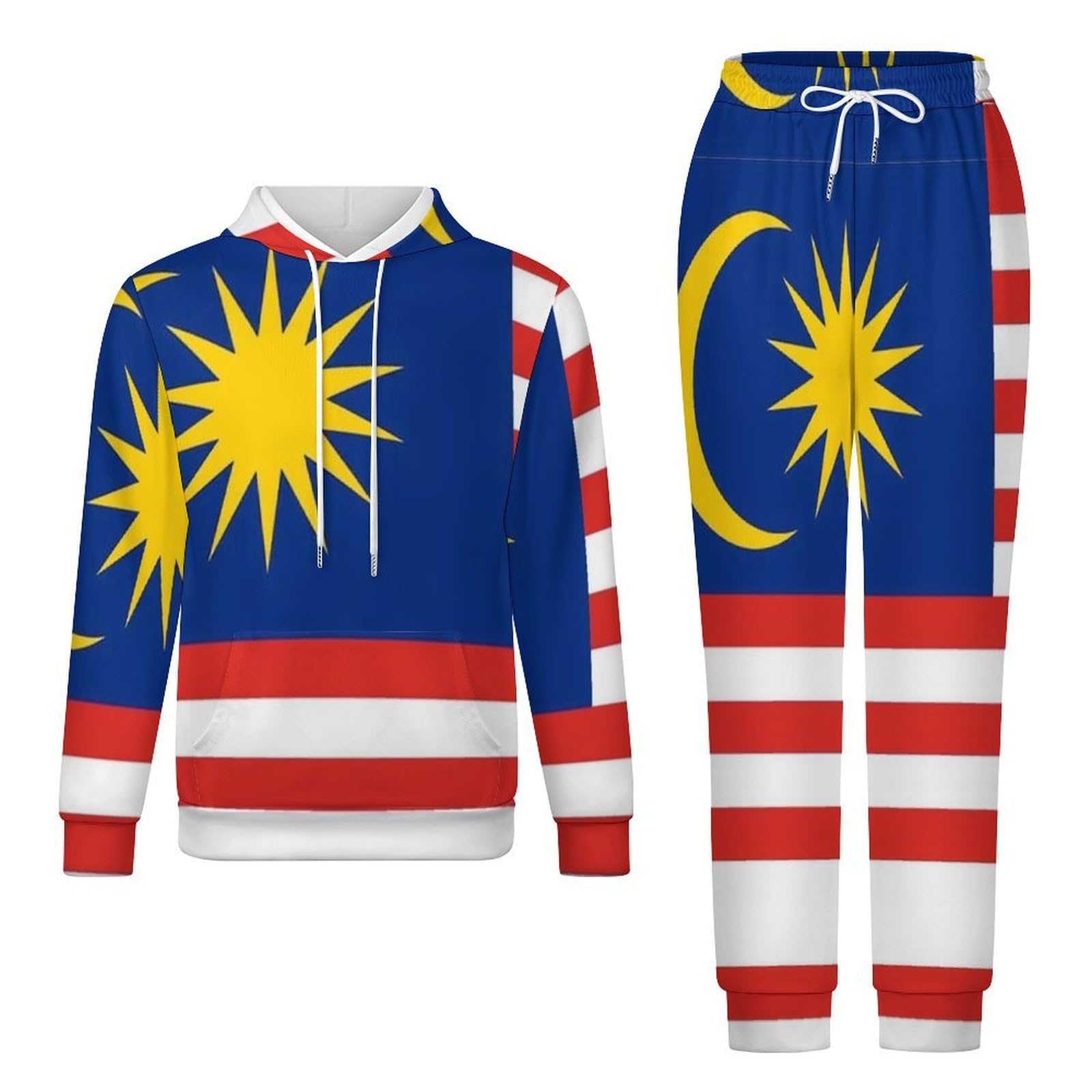 Tuta Da Uomo E Da Donna Set Completo 2 Pezzi Tuta Da Ginnastica Vestito Bandiera Malese Stampa Manica Lunga Girocollo Pullover Felpa Jogger Pantaloni Della Tuta Lounge Set Completo